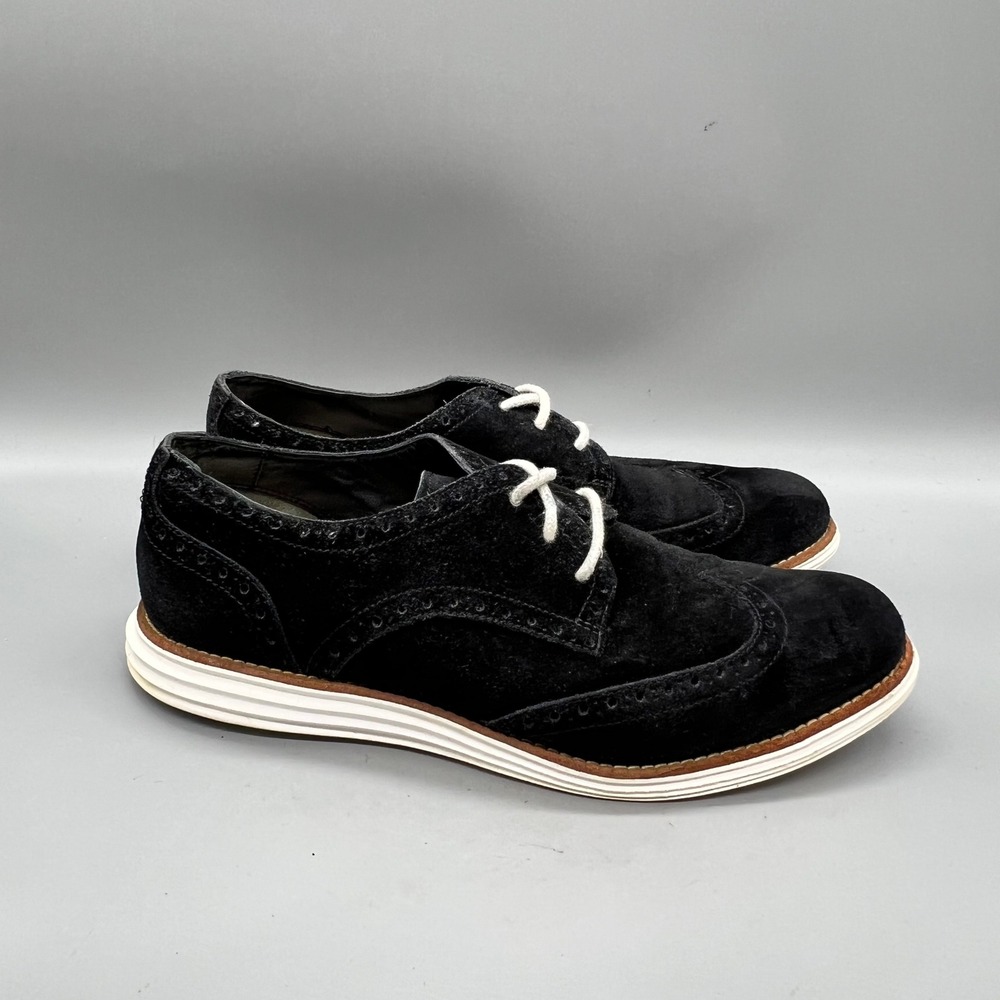 Cole Haan Shoes Womens 8.5 Black Suede LunarGrand Wingtip Oxford Brogue Casual